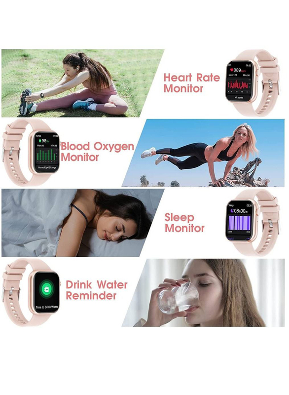 Full Touch Ip67 Waterproof Activity Tracker Pedometer Sleep Monitor Smartwatch, Pink