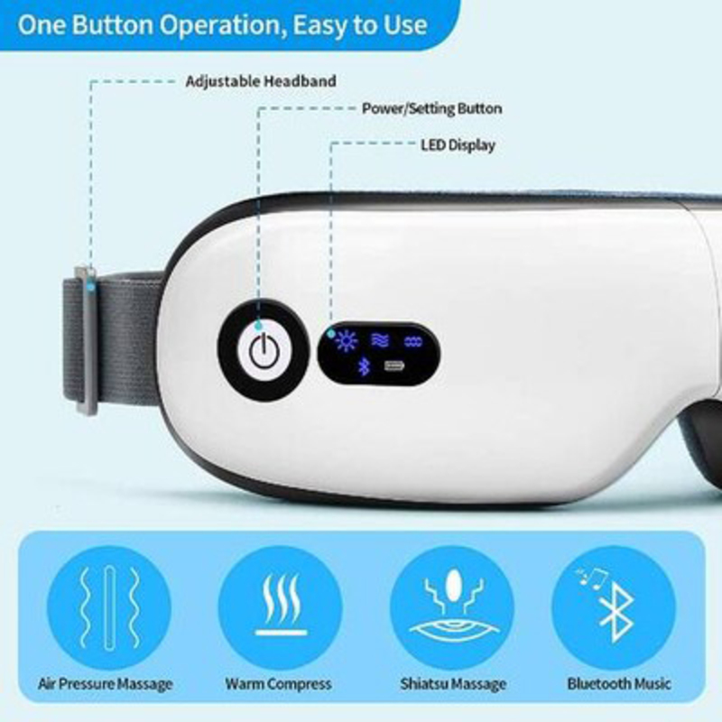 Rechargeable Eye Massager with Heat, One Size, White