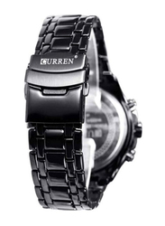 Curren Analog Watch for Men with Stainless Steel Band, Water Resistant and Chronograph, SW0115, Black