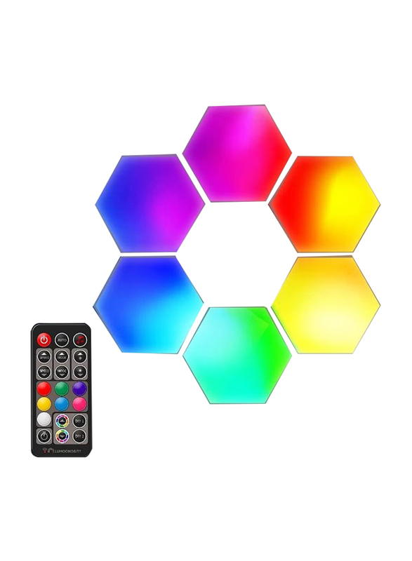 Gennext 6-Piece Hexagon Smart Modular Touch-Sensitive LED Wall Light, Multicolour