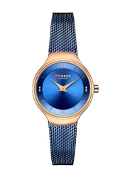 Curren Analog Watch for Women with Stainless Steel Band, 9028, Blue