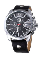Curren Quartz Analog Watch for Men with Leather Band, Chronograph, WT-CU-8176-B#D1, Black