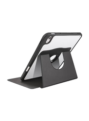 10.9-inch Apple iPad Air (4th/5th Generation) (2020/2022) Hard Shell Slim PC Auto Sleep/Wake 360° Rotating Stand Smart Back Folio Tablet Case Cover, Black