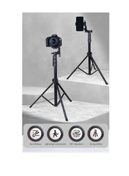 Jmary Multi-functional Adjustable Portable Camera Tripod Cell Phone Holder Floor Stand for Live Streaming, Black