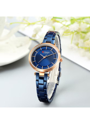 Curren Quartz Analog Wrist Watch for Women with Alloy Band, Water Resistant, J4170RBL-KM, Blue