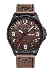 Curren Analog Watch for Men with Leather Band, Water Resistant, M-8269-3, Dark Brown