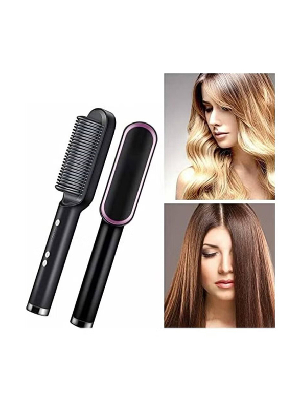 Professional Electric Hair Straightener Brush, 2-in-1 Curler Anion Comb Perfect for Professional Salon At Home, White