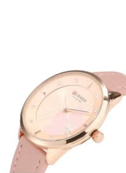 Curren Analog Watch for Girls with Leather Band, Water Resistant, 9048, Pink