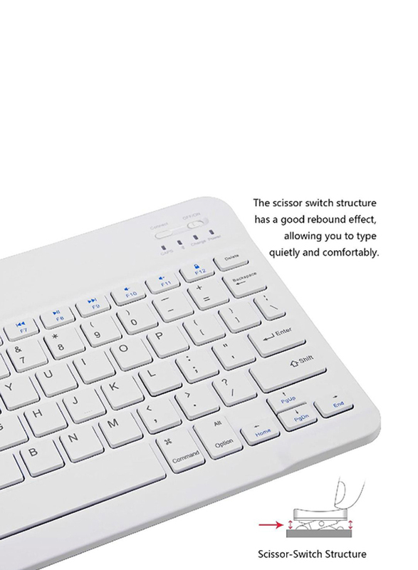 Gennext Ultra-Slim Rechargeable Portable Bluetooth English Keyboard and Mouse Combo, White