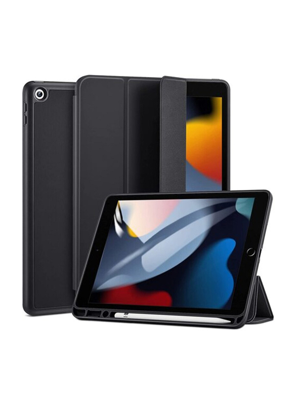 Esr Apple iPad 9/8/7 Gen 10.2-inch 2021/2020/2019 Trifold Stand Auto Sleep Wake Rebound Series Tablet Flip Case Cover with Pencil Holder, Black