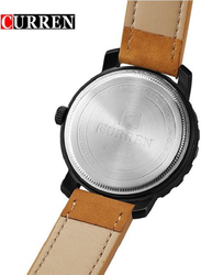 Curren Analog Watch for Men with Leather Band, Water Resistant, 8273, Brown-Beige