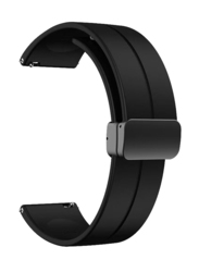 Perfii Replacement Silicone Watch Strap 22mm Magnetic Folding Buckle Wristband for Garmin Vivoactive 4/Garmin Venu 2, Black