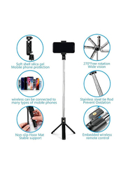 Vecolla Extendable Selfie Tripod Stick with Detachable Wireless Remote for Smartphones, Black