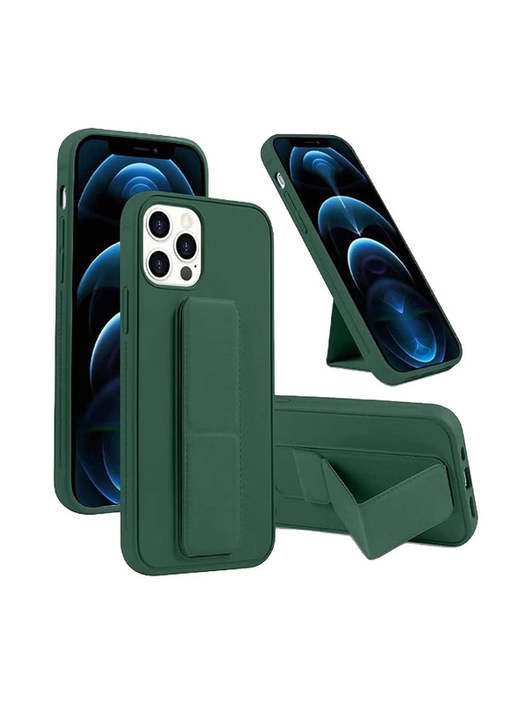 Apple iPhone 14 Pro Max Foldable Silicone Magnetic Finger Strap and Hand Grip Back Mobile Phone Case Cover, Green