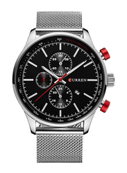 Curren Analog Watch for Men with Alloy Band, Water Resistant and Chronograph, 8227, Silver-Black