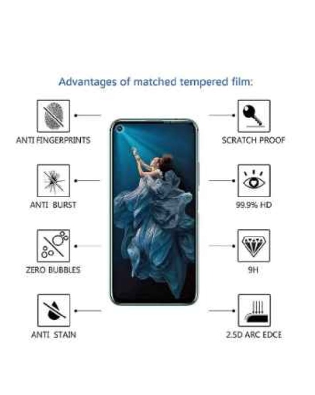 Honor 20 Tempered Glass Screen Protector, 2 Pieces, Clear