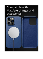 Olliwon Apple iPhone 14 Pro Max Protective Leather Smoothen and Soften with Magsafe Mobile Phone Case Cover, Blue