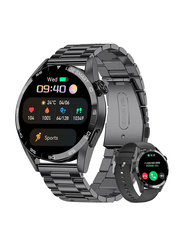 Stainless Steel Fitness Smartwatch with IP67 Waterproof for Android iOS, Black