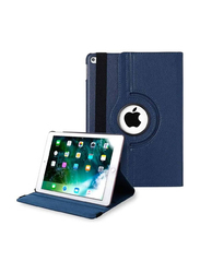 Apple iPad 6th Generation Leather 360 Degree Rotating Stand Folio Tablet Case Cover, Blue