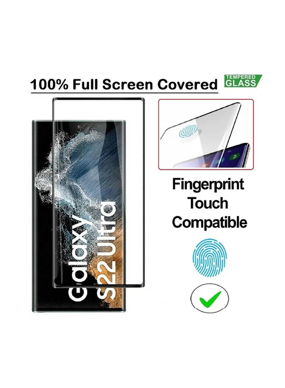 Samsung Galaxy S23 Ultra Full Glue Anti Scratch Tempered Glass Screen Protector and Camera Lens, Clear/Black