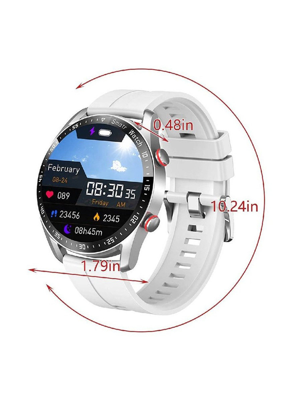 46mm HD Full Touching Bluetooth Voice Call Screen Smart Watch, Silver