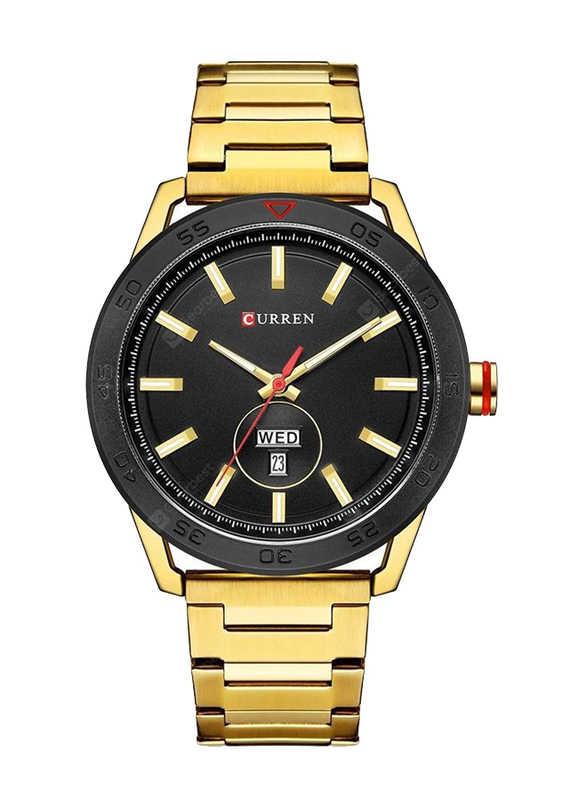 Curren Analog Watch for Men with Stainless Steel Band, Water Resistant, 8331, Black-Gold