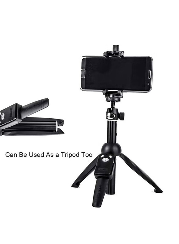 4.5-6.2-Inch 3-in-1 Portable Extendable Tripod Cell Phone Holder Stand with Bluetooth Wireless Remote, Black