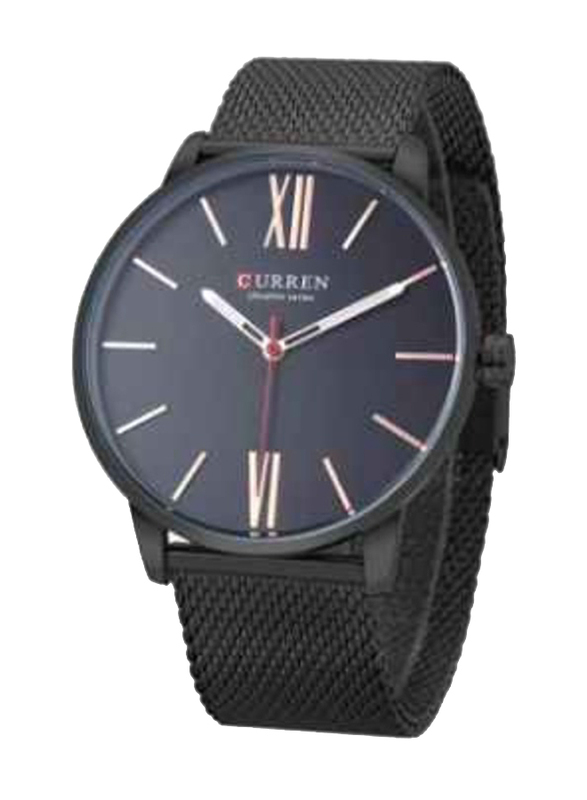 Curren Analog Watch for Men with Stainless Steel Band, Water Resistant, 2113612, Black