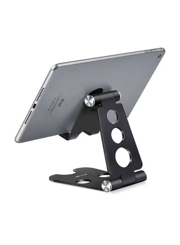 

Generic Universal Adjustable Aluminium Portable Folding Tablet and Cell Phone Stand Desktop Mounts Holder with Anti-Slip Base, Black