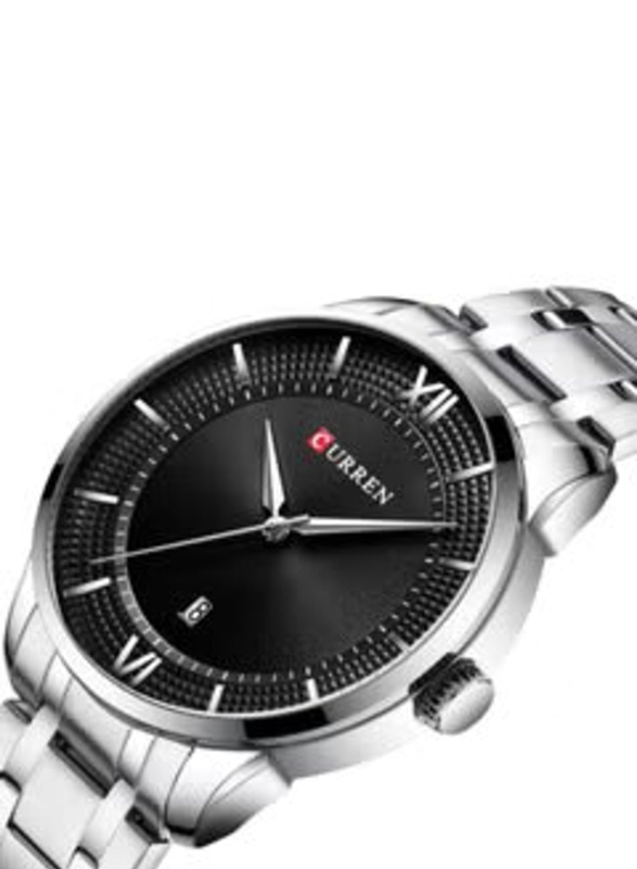 Curren Analog Watch for Men with Stainless Steel Band, J4117-5-KM, Black-Silver