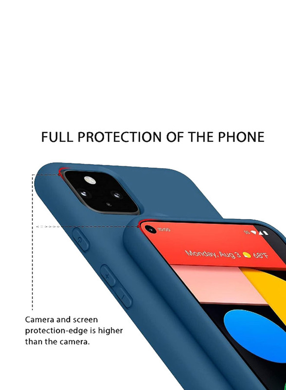 Zoomee Google Pixel 5 Protective Shockproof Soft Liquid Silicone Gel Rubber Mobile Phone Back Case Cover, Blue