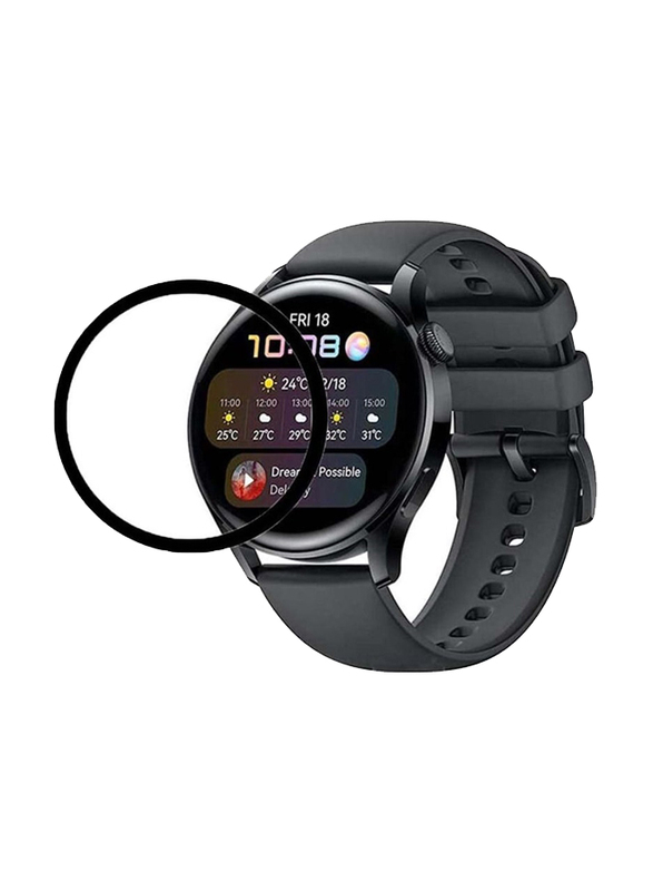 2-Piece 3D Full Coverage HD Premium Real Screen Protector for Huawei Watch 3 Pro, Clear/Black