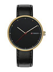Curren Analog Watch for Men with Leather Band, Water Resistant, 2724593329444, Black