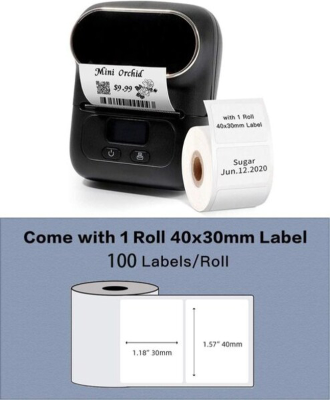 Label Kingdom M110 Barcode Bluetooth Label Printer, Black