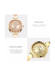 Curren Analog Watch for Women with Stainless Steel Band, Water Resistant, 9012, Gold-White