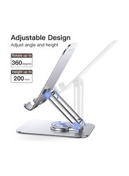 Adjustable Swivel Desktop Holder with 360 Degree Rotating Base, Silver