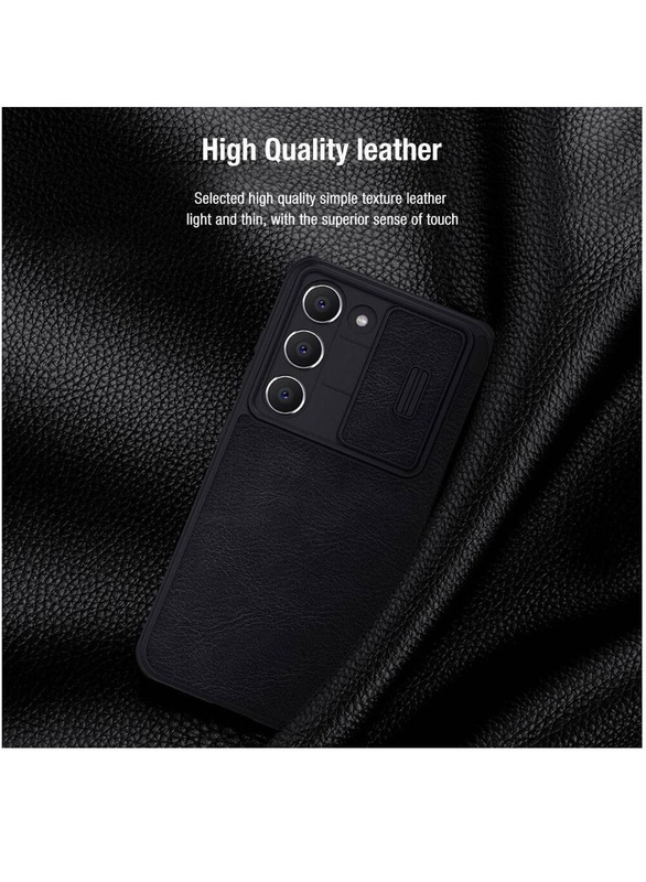 Nillkin Samsung Galaxy S23 Plus Camera Protection Leather Flip Luxury Wallet Business Style with Card Slot Mobile Phone Case Cover, Black