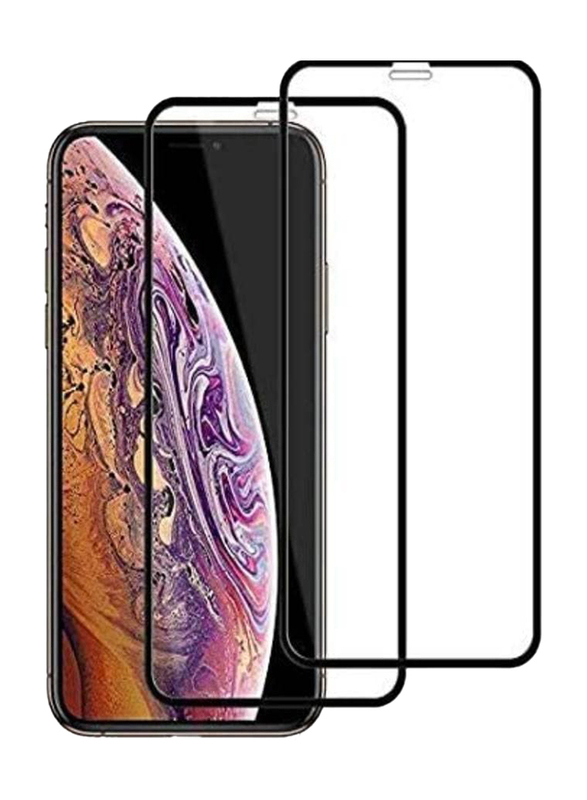 2-Piece Apple iPhone Xs Max 5D Glass Screen Protector, Clear/Black