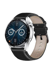 Replacement Genuine Leather Strap for Huawei Watch GT3, Black