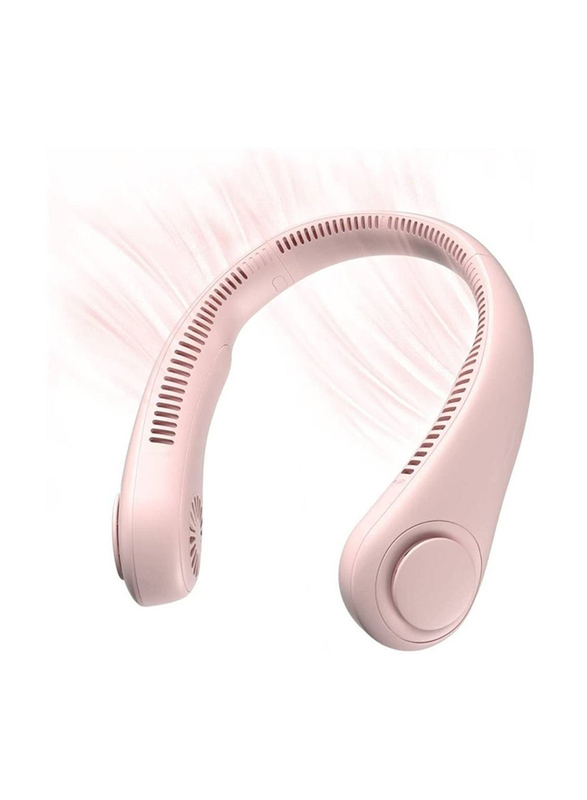 Xiuwoo Portable Rechargeable Headphone Design USB Powered Neck Fan with 3 Speeds, Pink