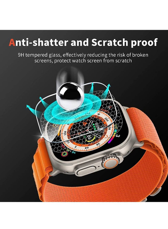 Anti Scratch HD Bubble Free Tempered Glass Screen Protector for Apple Watch Ultra 49mm, 3 Pieces, Clear