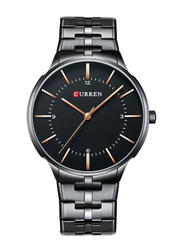 Curren Analog Watch for Men with Stainless Steel Band, Water Resistant, 8321, Black