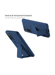 Samsung Galaxy S21 FE 5G Protective Car Mount Kickstand & Holder Premium Silicone Mobile Phone Case Cover, Blue