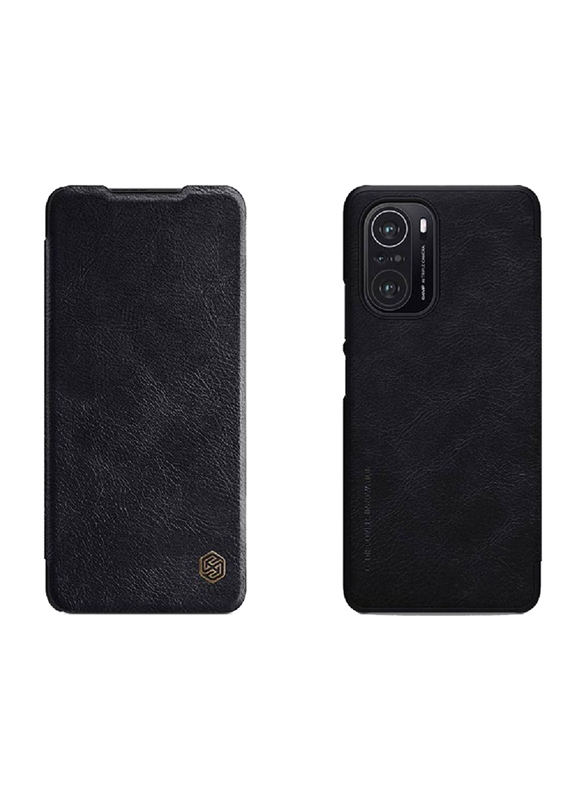 Nillkin Redmi Poco F3 Protective Leather Mobile Phone Flip Case Cover, Black