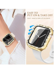 Diamond Apple Watch Cover Guard Shockproof Frame for Apple Watch 41mm, 2 Pieces, Clear/Gold