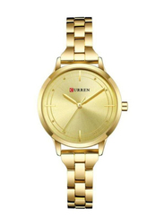 Curren Analog Watch for Women with Alloy Band, Water Resistant, 9019, Gold