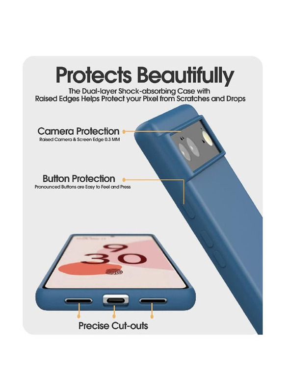 Zoomee Google Pixel 6 Pro Protective Soft Liquid Silicone Gel Rubber Mobile Phone Back Case Cover, Blue