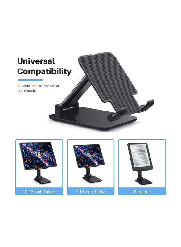 Extendable Cradle Dock Compact Phone, Desktop & Tablet Stand Holder, Black