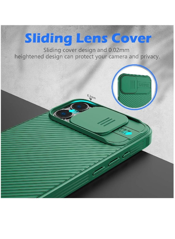 Nillkin Apple iPhone 15 Pro 6.1-inch 2023 Cameshield Pro Slim Fit Shockproof Anti-Scratch Slide Camera Protection Mobile Phone Case Cover, Green