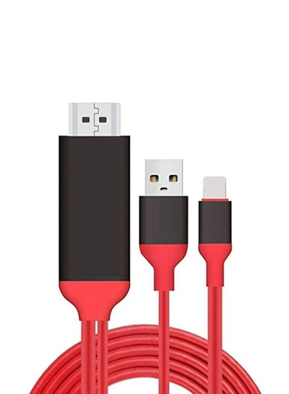 1080P HDMI Cable, Lightning to HDMI for Apple Devices, Red/Black